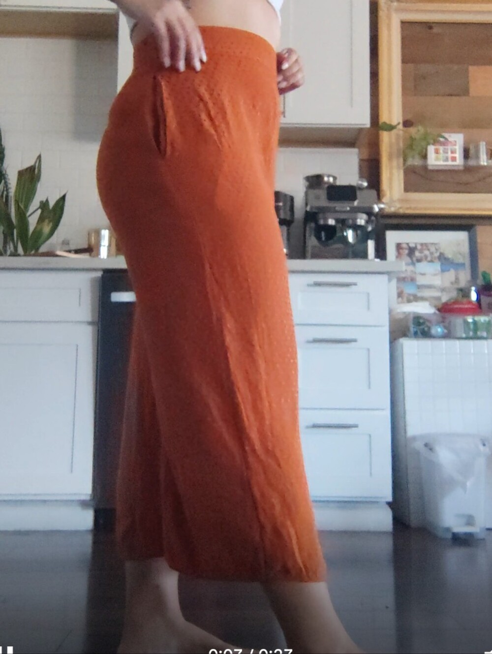 Leith Burnt Orange Dot-Texture Pants - Picture 9 of 9